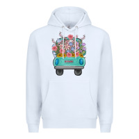 White truck with flowers Premium Hoodie - MaliasSmallBusiness