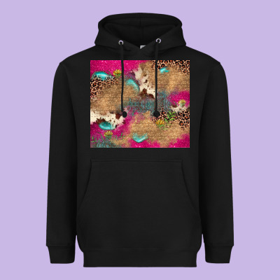 Pink Glitter Leopard Sunflower Gemstone Heavyweight Hoodie Designed By Jahusdesignshop