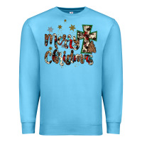 Ocean Blue merry christmas wood slice ornament Premium Sweatshirt - JahusDesignShop