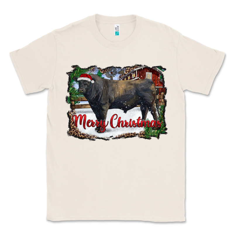 Merry Christmas Black Angus Bull And Farm Classic Tee by RanaPortraitStore | Teevron