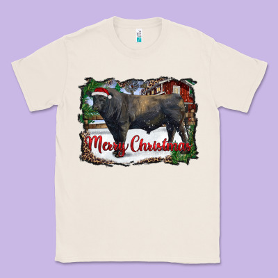 Merry Christmas Black Angus Bull And Farm Classic Tee Designed By Ranaportraitstore