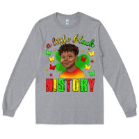 Heather Grey a little black history with boy juneteenth Long Sleeve Tee - texasbilliewilder