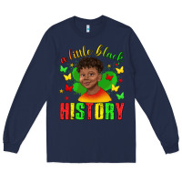 Navy a little black history with boy juneteenth Long Sleeve Tee - texasbilliewilder
