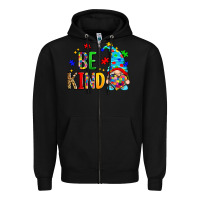 Black be kind autism gnome Zipper Hoodie - Zillion Design Studio