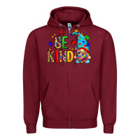 Burgundy be kind autism gnome Zipper Hoodie - Zillion Design Studio