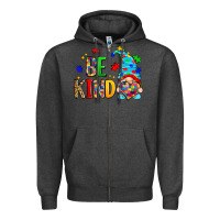Charcoal Heather be kind autism gnome Zipper Hoodie - Zillion Design Studio
