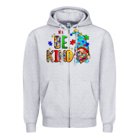 Heather Grey be kind autism gnome Zipper Hoodie - Zillion Design Studio