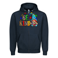 Navy be kind autism gnome Zipper Hoodie - Zillion Design Studio