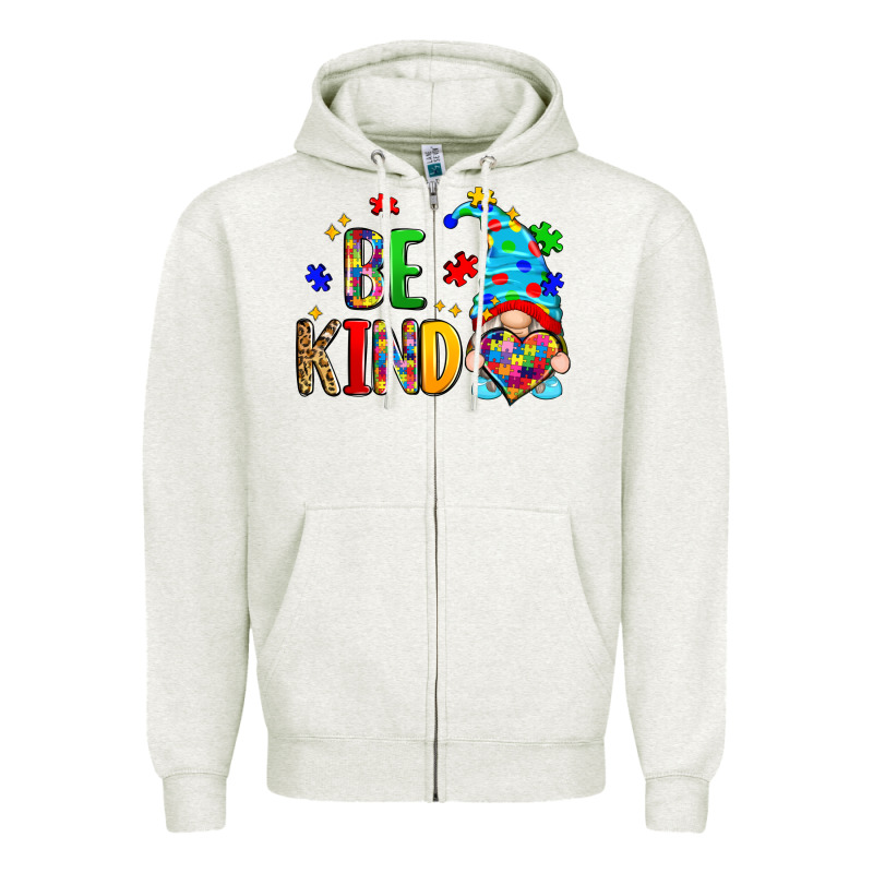 Be Kind Autism Gnome Zipper Hoodie by Zillion Design Studio | Teevron
