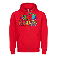 Red be kind autism gnome Zipper Hoodie - Zillion Design Studio