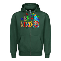 Sports Green be kind autism gnome Zipper Hoodie - Zillion Design Studio