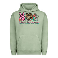 Pigment Oil Green peace love nursing Urban Hoodie - NancyCooperArtShop