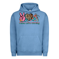 Pigment Pebble Blue peace love nursing Urban Hoodie - NancyCooperArtShop