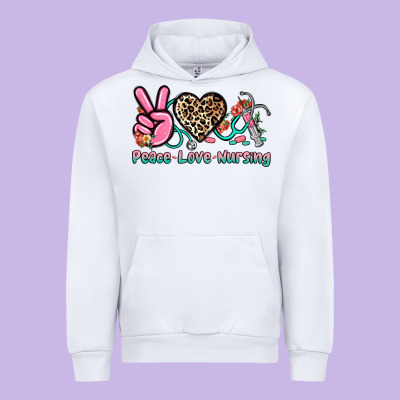 Peace Love Nursing Urban Hoodie Designed By Nancycooperartshop