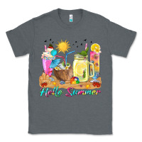 Charcoal Heather hello summer drinks Classic Tee - texasbilliewilder