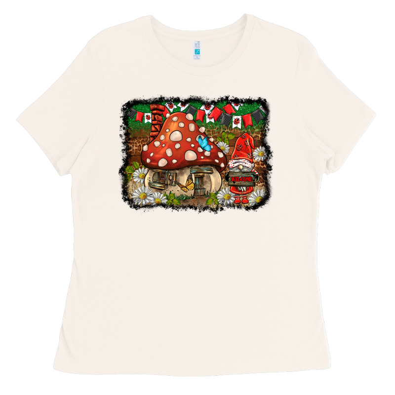 Welcome Ladybug Gnome Background Ladies Tee by BarkalooDesign | Teevron