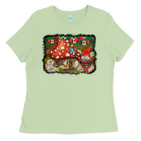 Matcha welcome ladybug gnome background Ladies Tee - BarkalooDesign