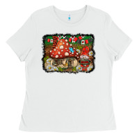 White welcome ladybug gnome background Ladies Tee - BarkalooDesign