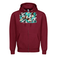 Burgundy Cowhide Background Western Zipper Hoodie - texasbilliewilder