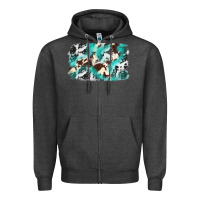 Charcoal Heather Cowhide Background Western Zipper Hoodie - texasbilliewilder