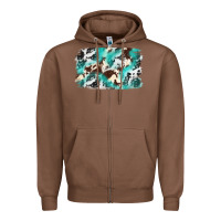 Chestnut Cowhide Background Western Zipper Hoodie - texasbilliewilder