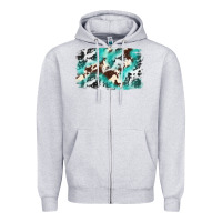 Heather Grey Cowhide Background Western Zipper Hoodie - texasbilliewilder