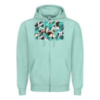 Seafoam Cowhide Background Western Zipper Hoodie - texasbilliewilder