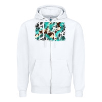 White Cowhide Background Western Zipper Hoodie - texasbilliewilder