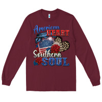 Burgundy american heart southern soul Long Sleeve Tee - Zillion Design Studio