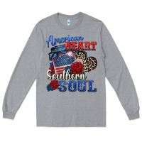 Heather Grey american heart southern soul Long Sleeve Tee - Zillion Design Studio