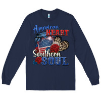 Navy american heart southern soul Long Sleeve Tee - Zillion Design Studio