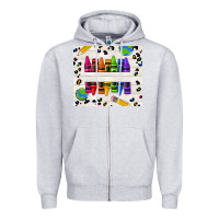Heather Grey Personalized Crayons Zipper Hoodie - texasbilliewilder