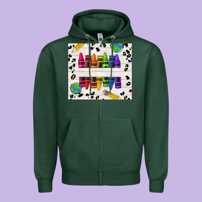 Personalized Crayons Zipper Hoodie Designed By Texasbilliewilder