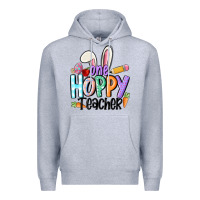 Heather Grey one hoppy teacher Premium Hoodie - MaliasSmallBusiness