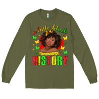 Army Green a little black history with girl juneteenth Long Sleeve Tee - texasbilliewilder