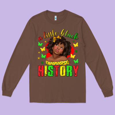 Long Sleeve Tee a little black history with girl juneteenth