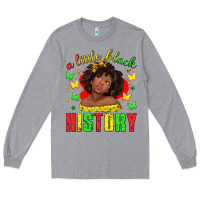 Heather Grey a little black history with girl juneteenth Long Sleeve Tee - texasbilliewilder