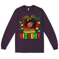 Plum a little black history with girl juneteenth Long Sleeve Tee - texasbilliewilder