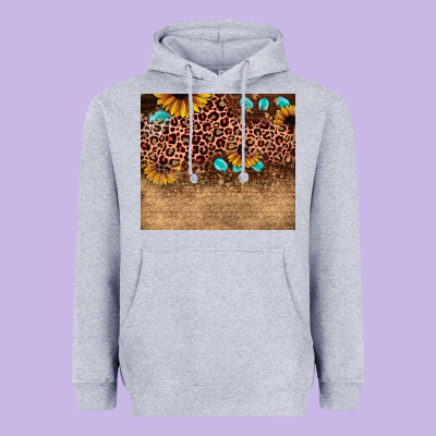 Leopard Glitter Sunflower Gemstone Heavyweight Hoodie Designed By Jahusdesignshop