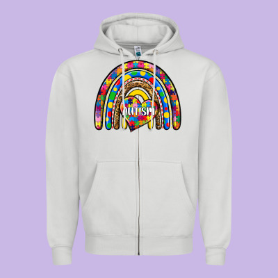 Autism Rainbow Zipper Hoodie Designed By Zillion Design Studio