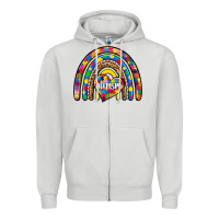 Dove Grey autism rainbow Zipper Hoodie - Zillion Design Studio