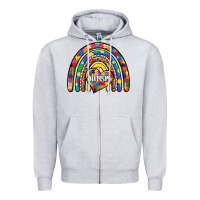 Heather Grey autism rainbow Zipper Hoodie - Zillion Design Studio