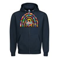 Navy autism rainbow Zipper Hoodie - Zillion Design Studio