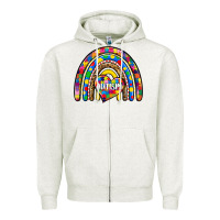 Oatmeal Heather autism rainbow Zipper Hoodie - Zillion Design Studio
