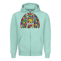 Seafoam autism rainbow Zipper Hoodie - Zillion Design Studio