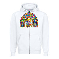 White autism rainbow Zipper Hoodie - Zillion Design Studio