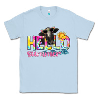 Dusty Blue hello summer Classic Tee - texasbilliewilder