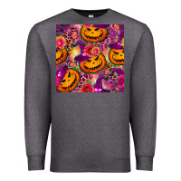 Charcoal Heather halloween witchy pumpkin seamless pattern Premium Sweatshirt - BundleAndBundleShop