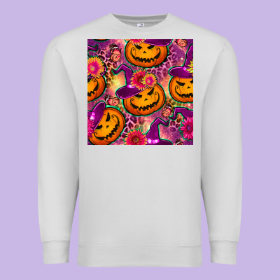 Halloween Witchy Pumpkin Seamless Pattern Premium Sweatshirt Designed By Bundleandbundleshop