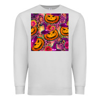 Dove Grey halloween witchy pumpkin seamless pattern Premium Sweatshirt - BundleAndBundleShop